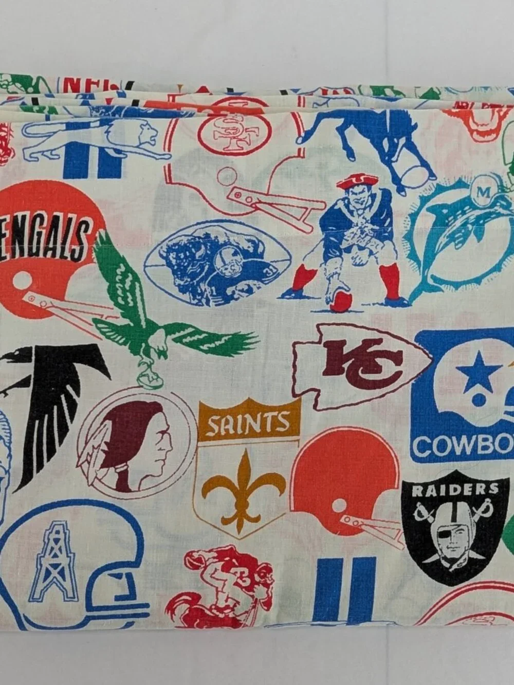 Vintage Fashion Manor NFL Teams Twin Flat Bed Sheet Muslin Penn Prest JCPenny